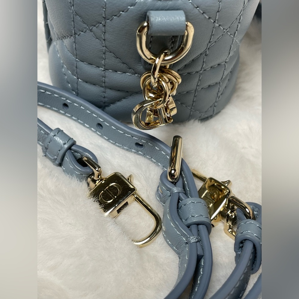 DIOR MINI VANITY WITH CROSSBODY STRAP SMALL IN SEA BLUE - Picture 15 of 16